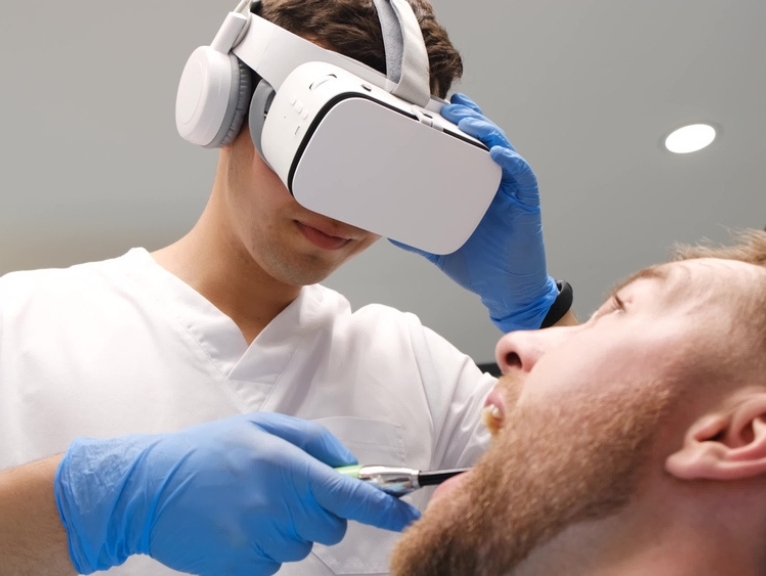 A dentist uses VR to practice